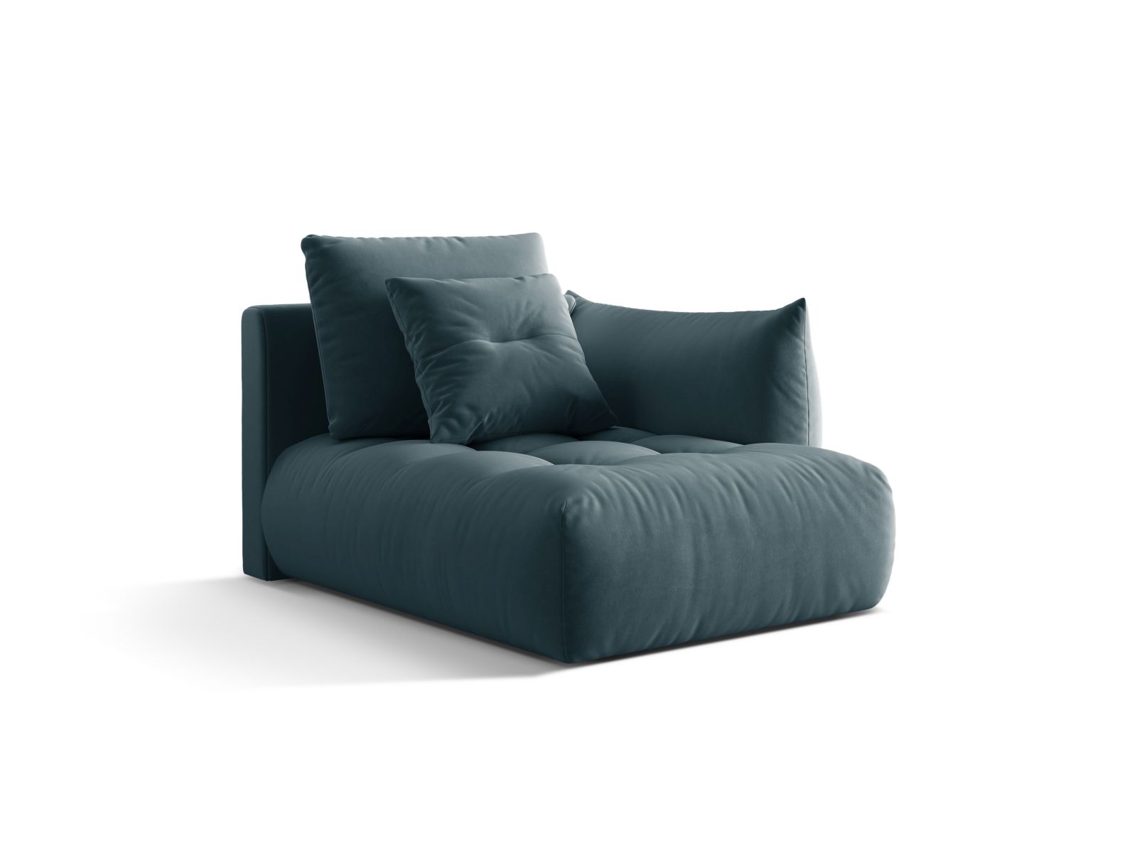 Velvet Chaise Longue Right, "Bloom", 1 Seat, 112x152x97