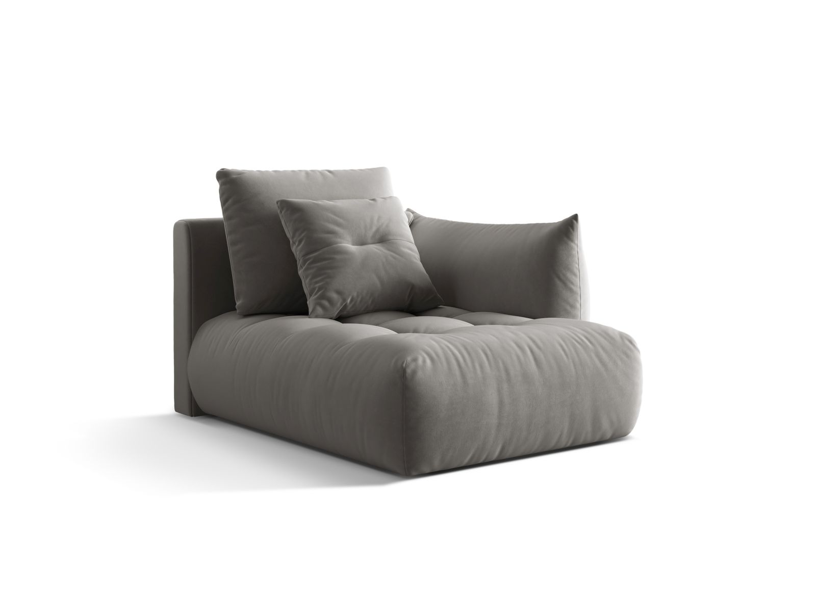 Velvet Chaise Longue Right, "Bloom", 1 Seat, 112x152x97