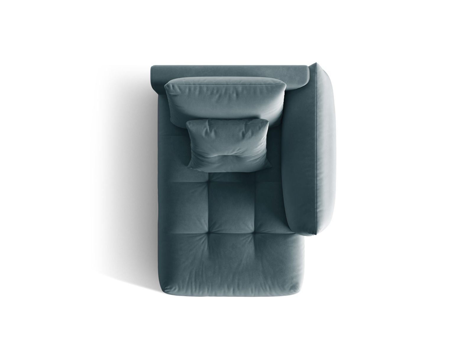 Velvet Chaise Longue Right, "Bloom", 1 Seat, 112x152x97