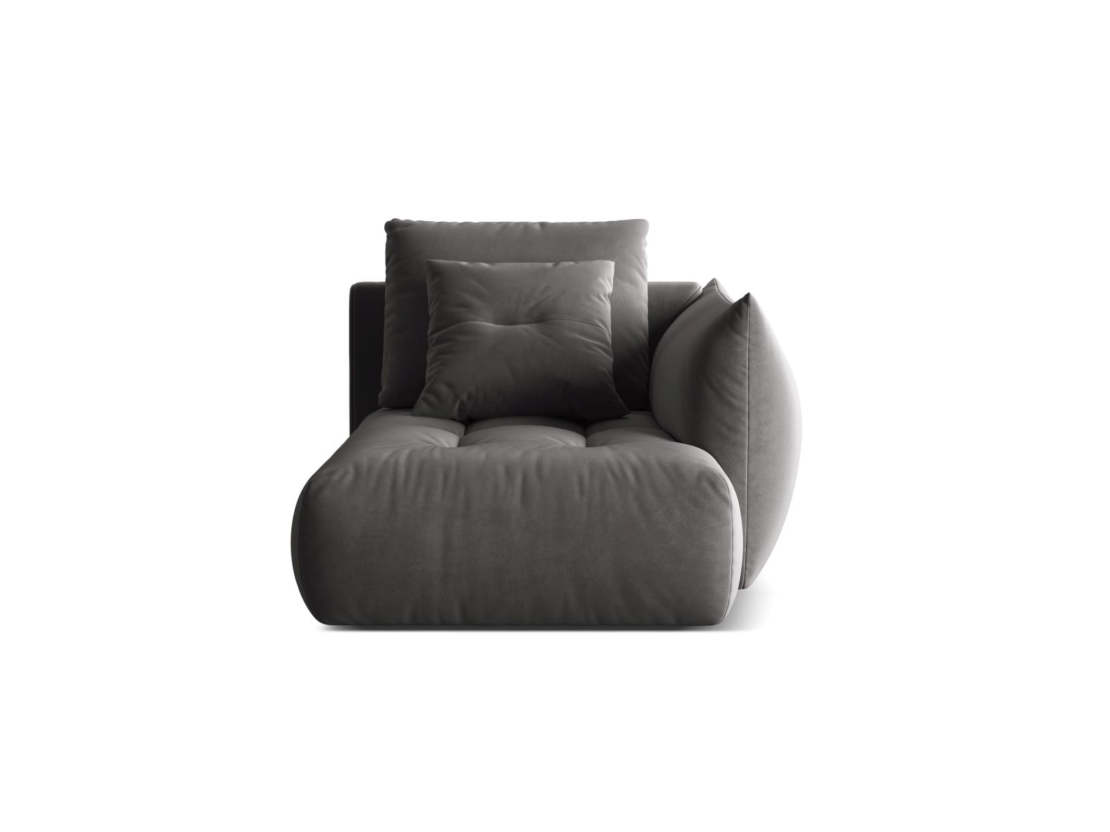 Velvet Chaise Longue Right, "Bloom", 1 Seat, 112x152x97