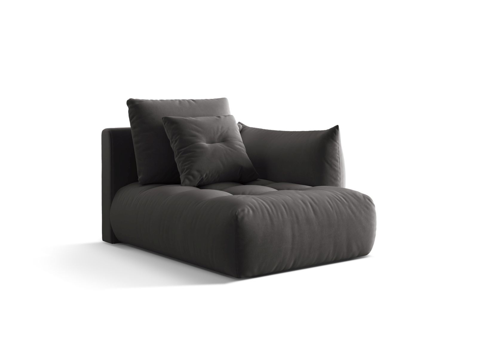 Velvet Chaise Longue Right, "Bloom", 1 Seat, 112x152x97