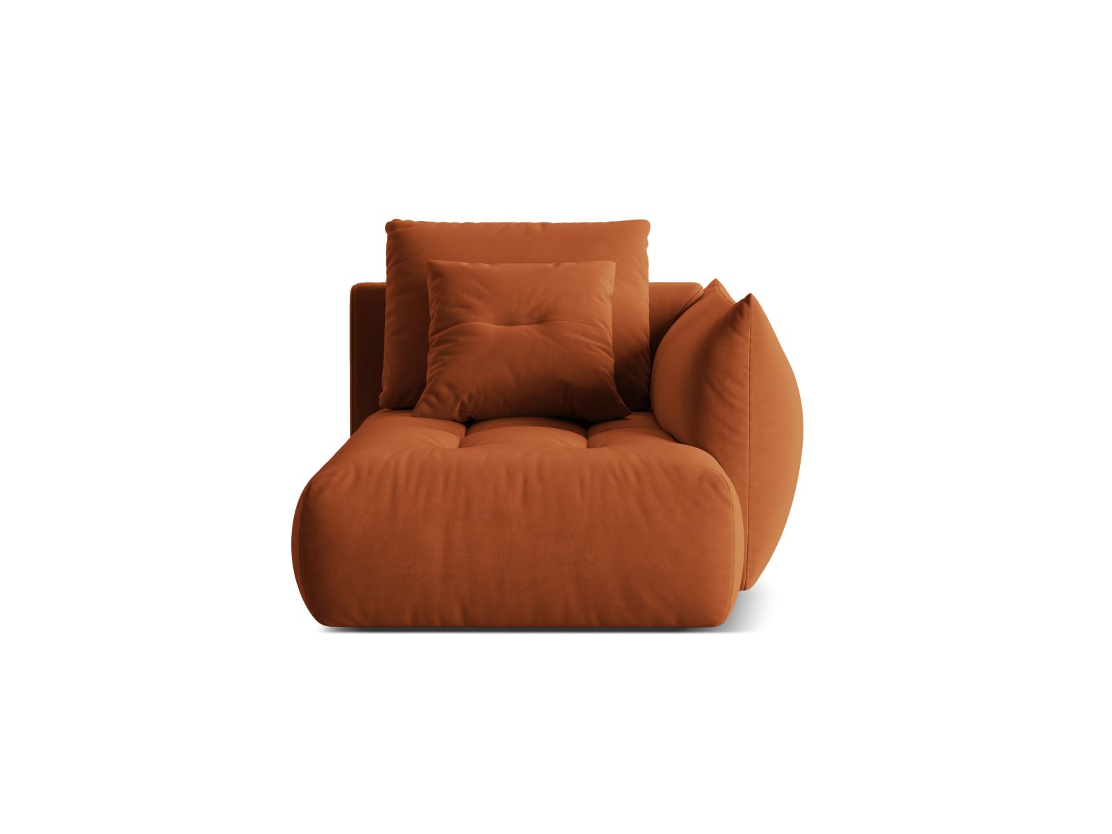 Velvet Chaise Longue Right, "Bloom", 1 Seat, 112x152x97