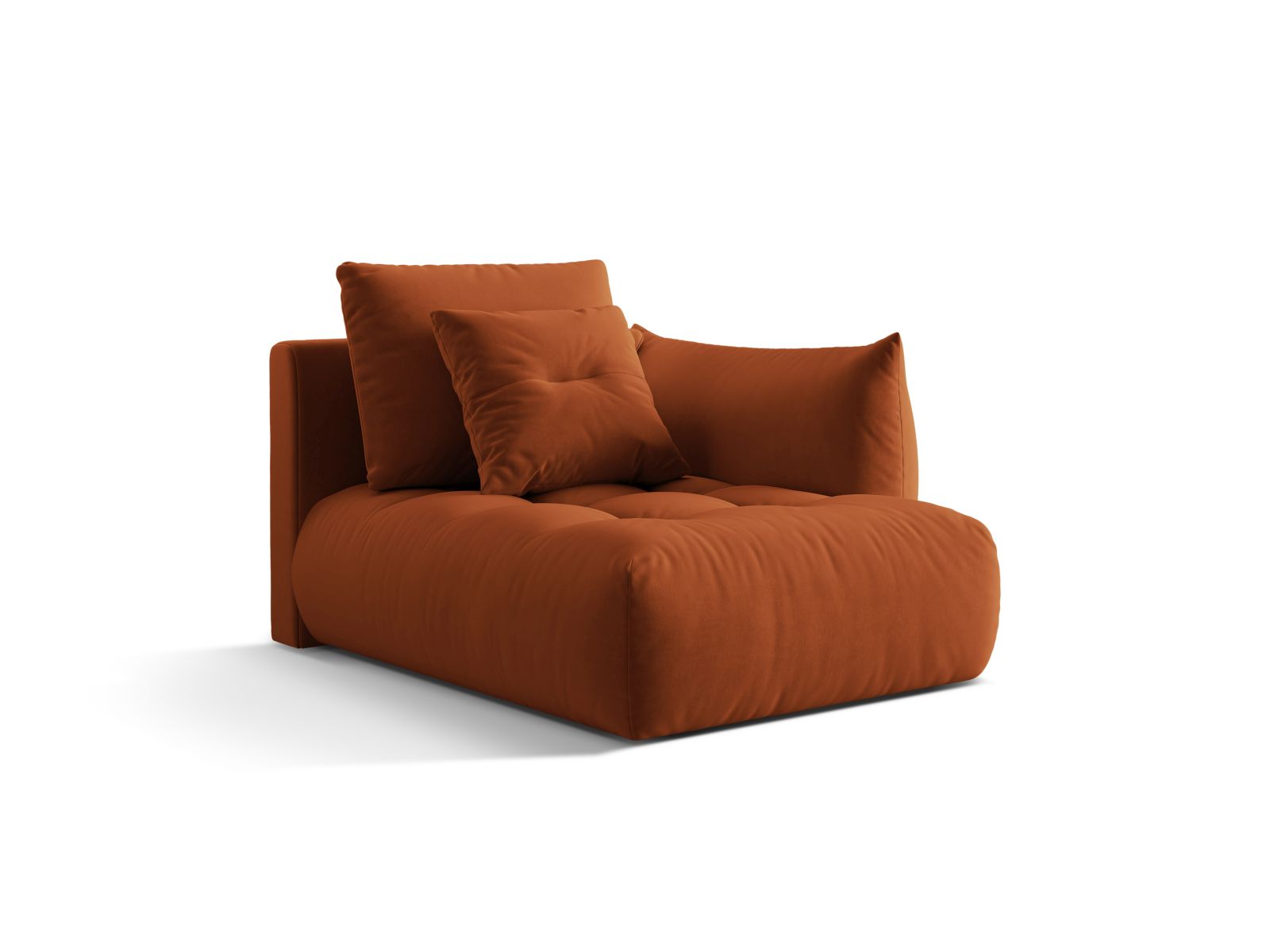 Velvet Chaise Longue Right, "Bloom", 1 Seat, 112x152x97