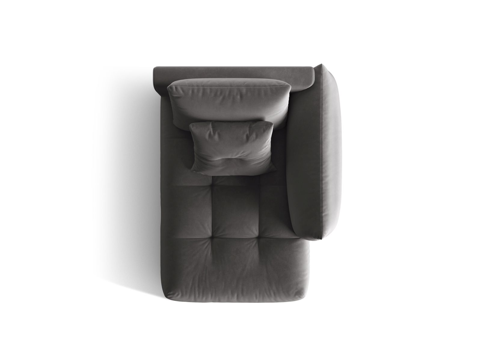 Velvet Chaise Longue Right, "Bloom", 1 Seat, 112x152x97