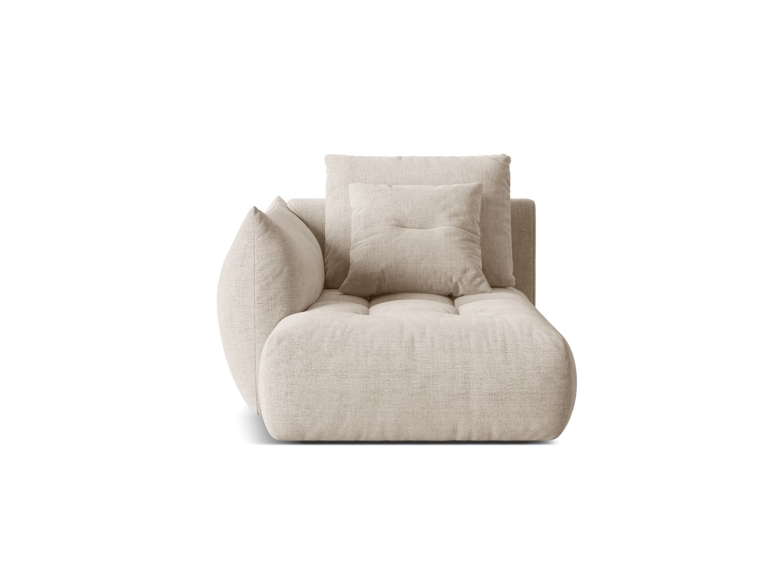 Velvet Chaise Longue Left, "Bloom", 1 Seat, 112x152x97