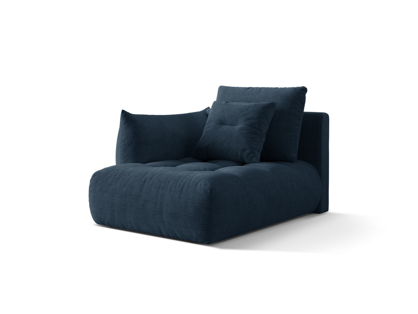 Velvet Chaise Longue Left, "Bloom", 1 Seat, 112x152x97