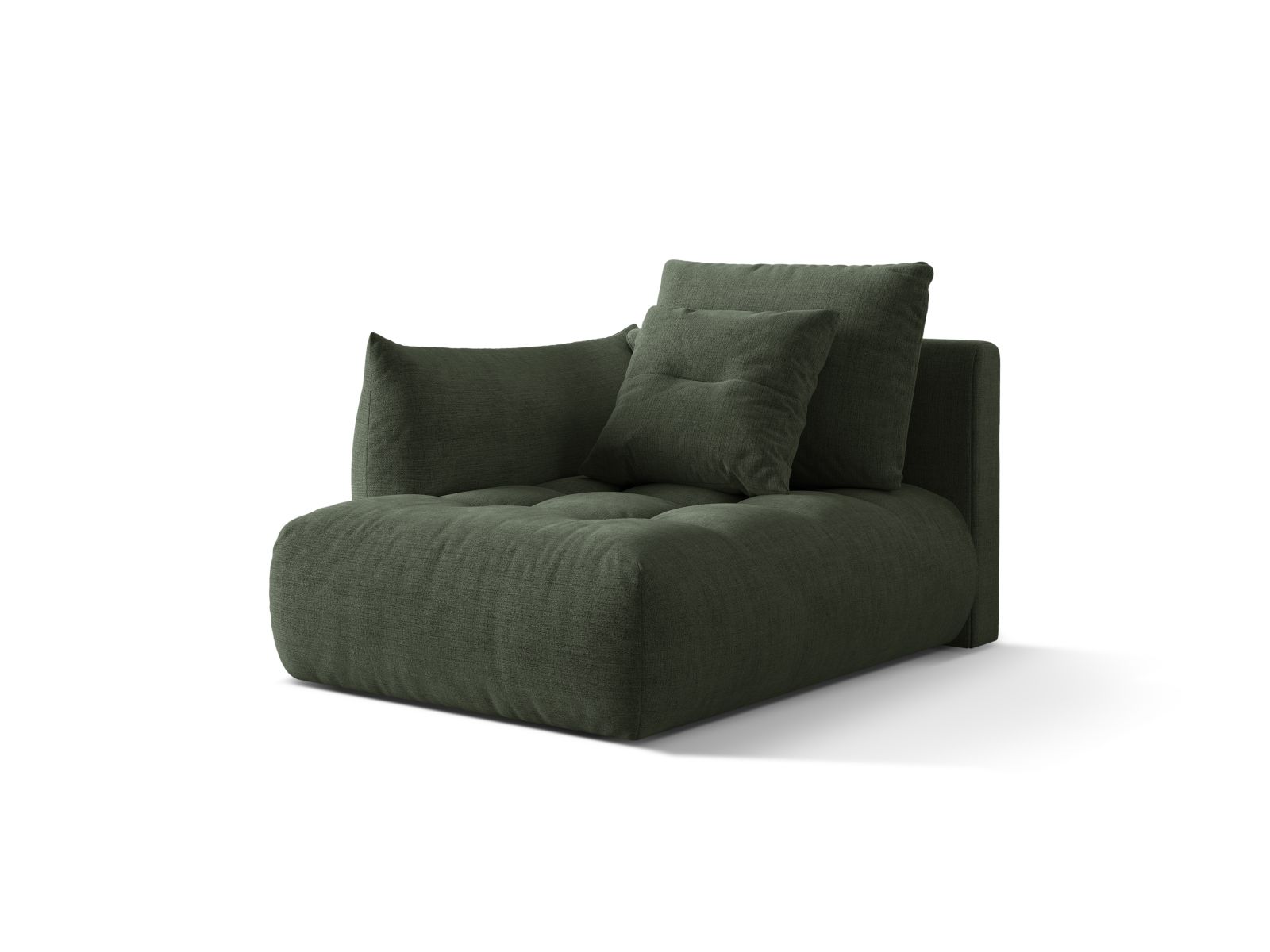 Velvet Chaise Longue Left, "Bloom", 1 Seat, 112x152x97
