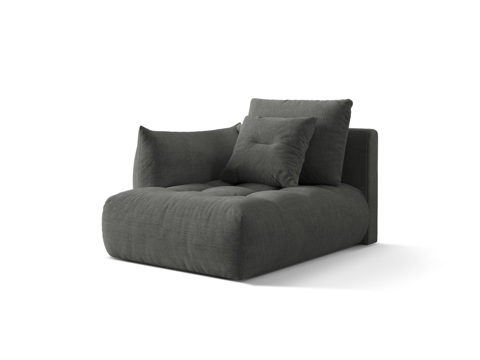 Velvet Chaise Longue Left, "Bloom", 1 Seat, 112x152x97