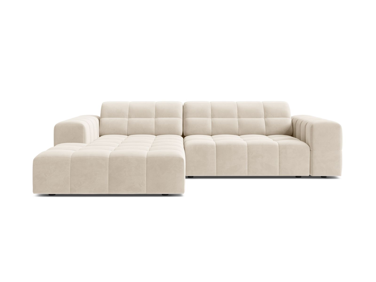 Velvet Left Corner Sofa, "Jennifer", 4 Seats, 234x167x78