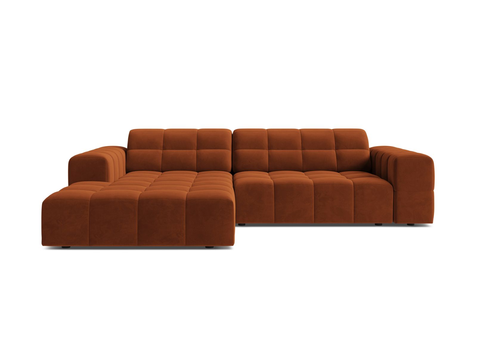 Velvet Left Corner Sofa, "Jennifer", 4 Seats, 234x167x78