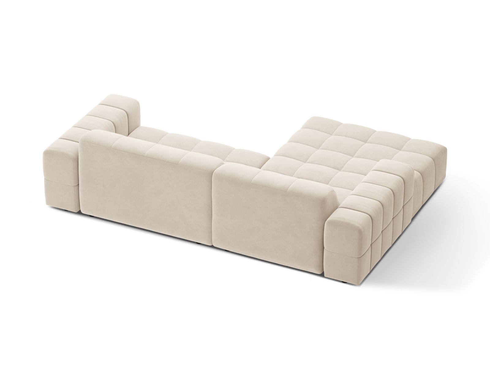 Velvet Left Corner Sofa, "Jennifer", 4 Seats, 234x167x78