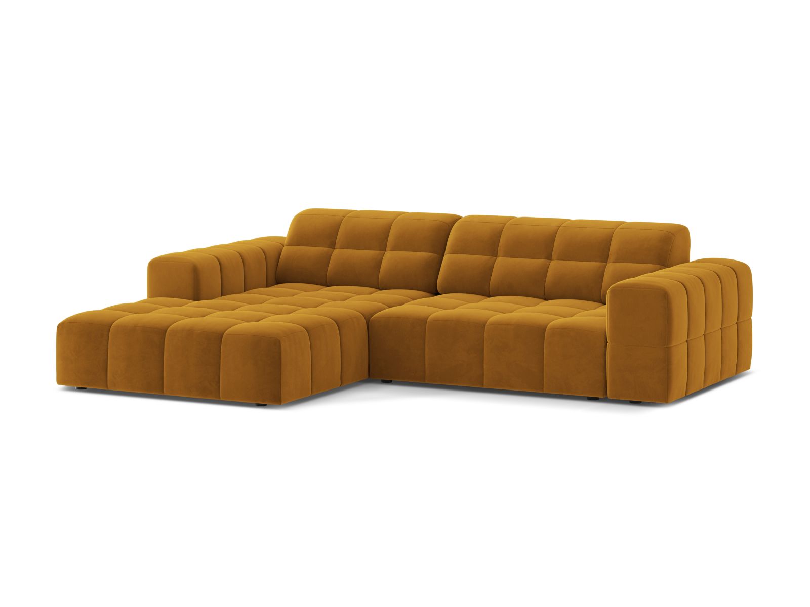 Velvet Left Corner Sofa, "Jennifer", 4 Seats, 234x167x78