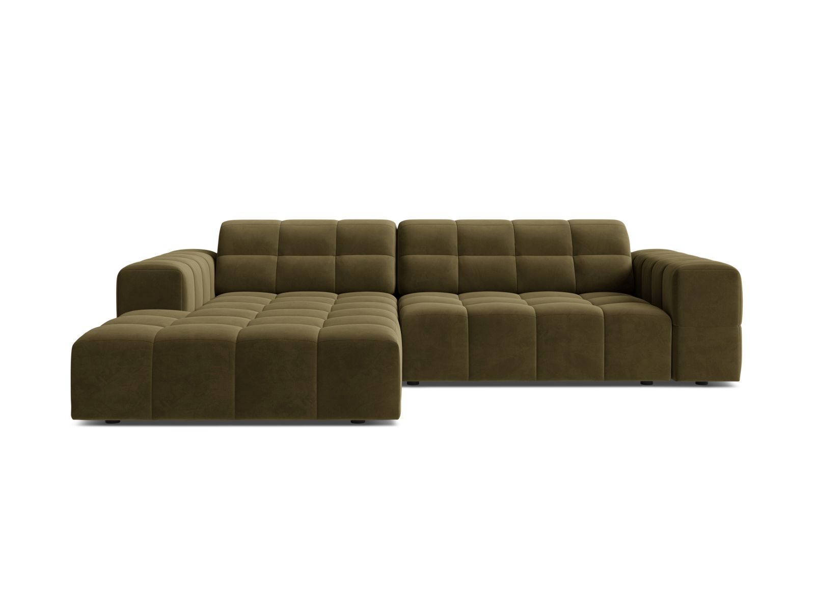 Velvet Left Corner Sofa, "Jennifer", 4 Seats, 234x167x78