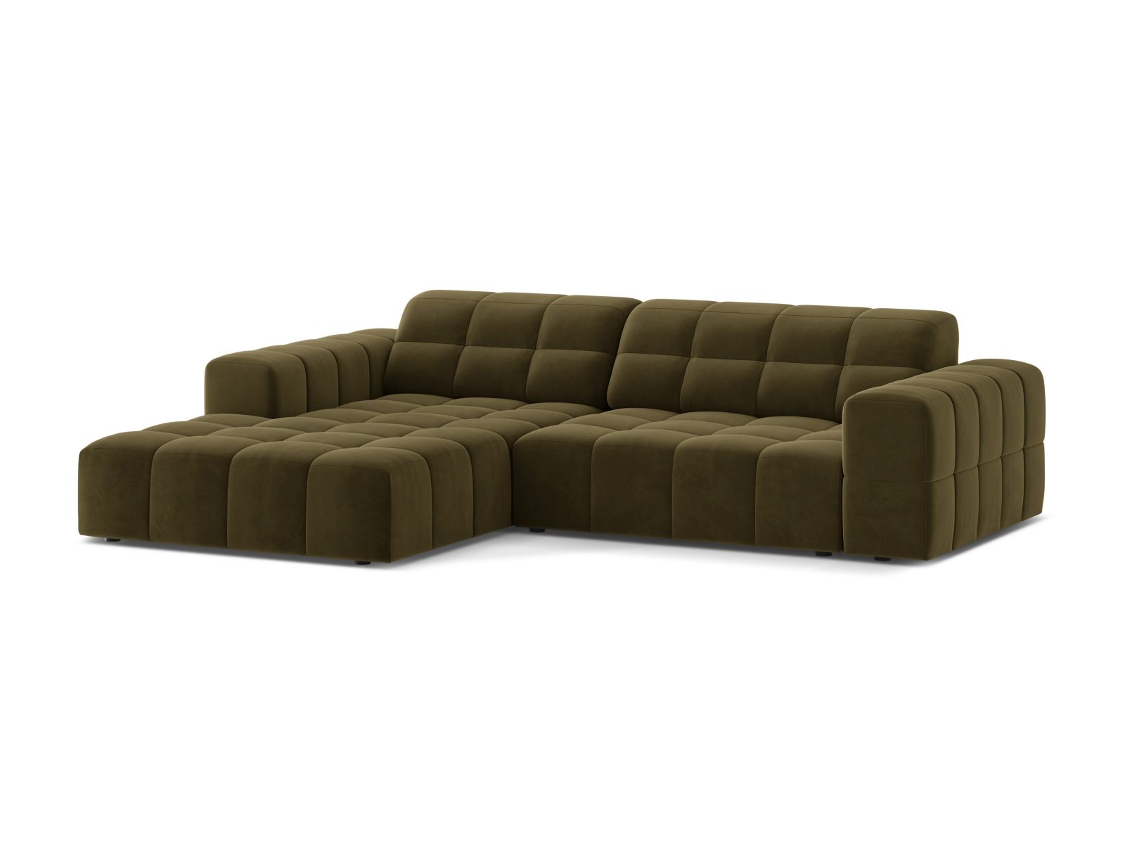 Velvet Left Corner Sofa, "Jennifer", 4 Seats, 234x167x78