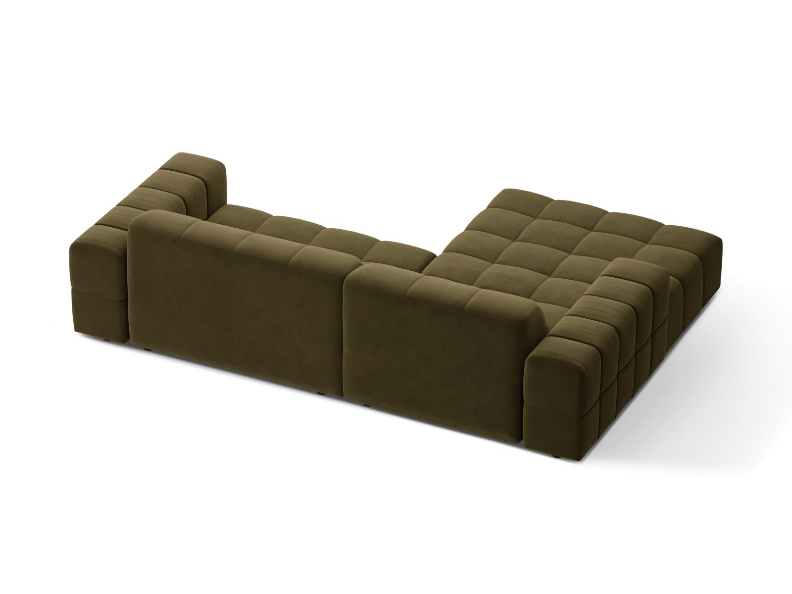 Velvet Left Corner Sofa, "Jennifer", 4 Seats, 234x167x78
