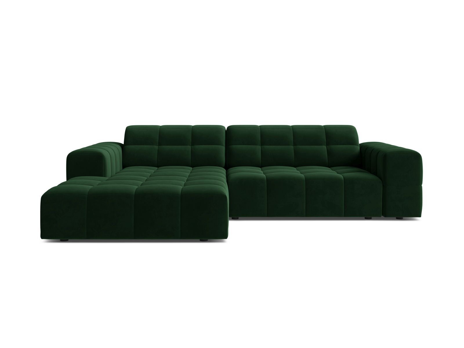Velvet Left Corner Sofa, "Jennifer", 4 Seats, 234x167x78