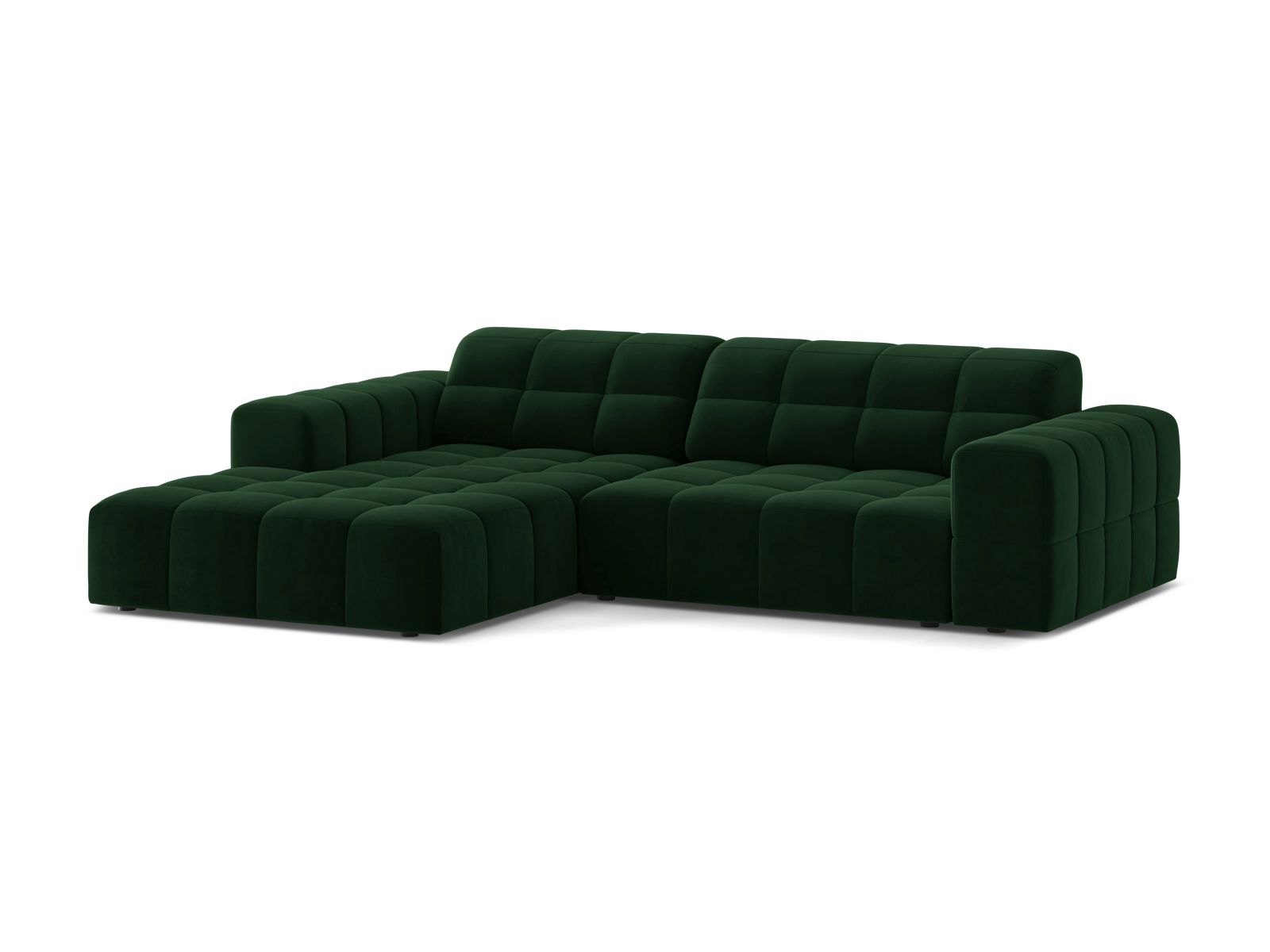 Velvet Left Corner Sofa, "Jennifer", 4 Seats, 234x167x78