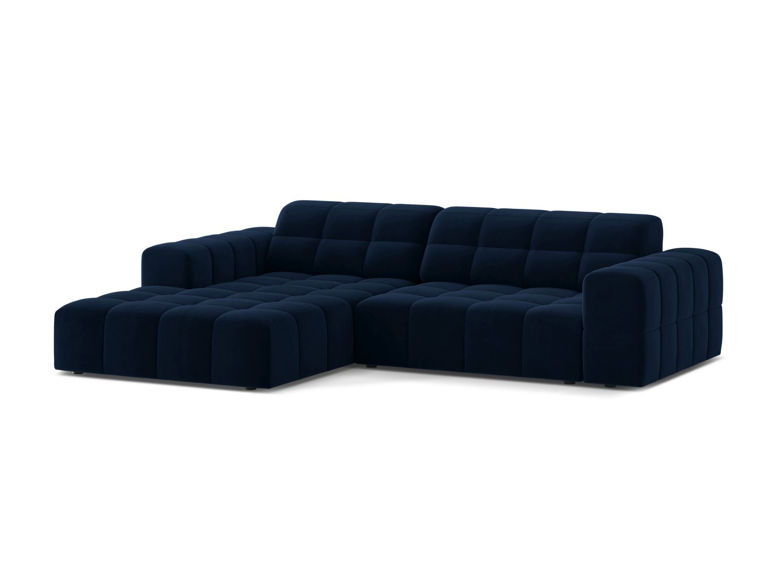 Velvet Left Corner Sofa, "Jennifer", 4 Seats, 234x167x78