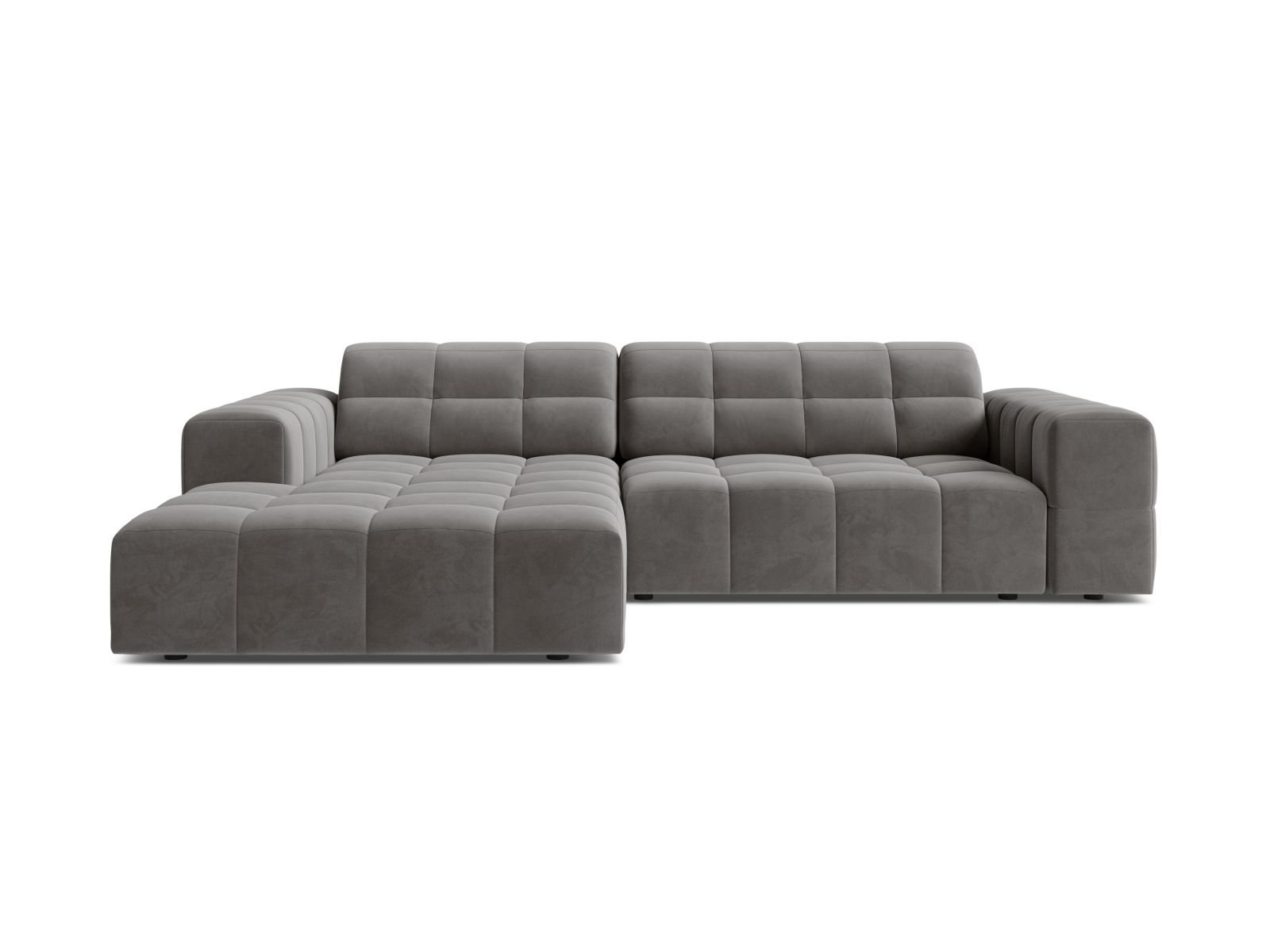 Velvet Left Corner Sofa, "Jennifer", 4 Seats, 234x167x78