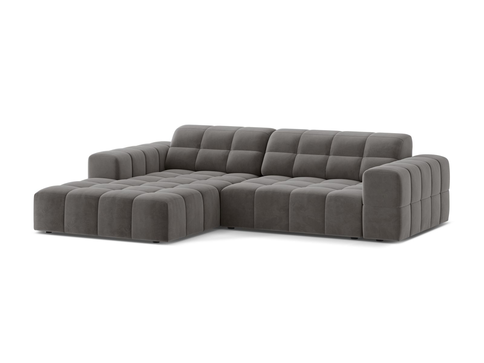 Velvet Left Corner Sofa, "Jennifer", 4 Seats, 234x167x78