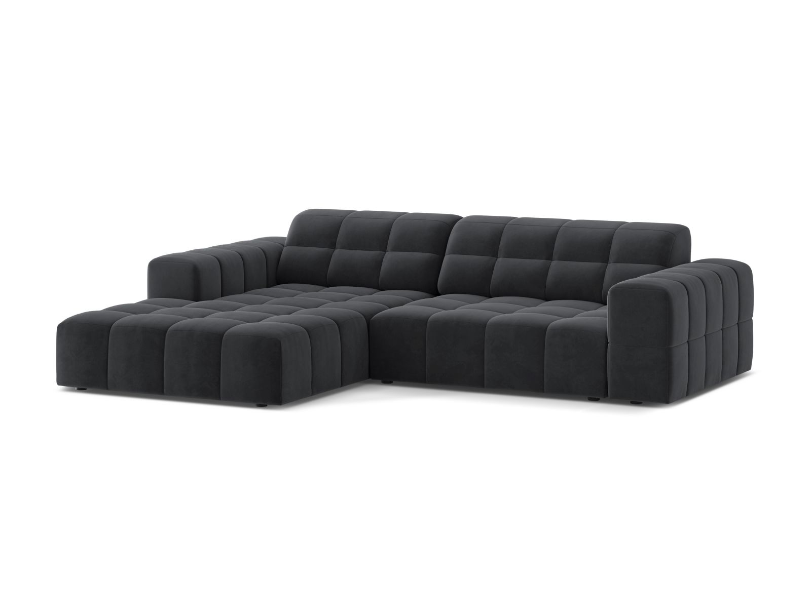 Velvet Left Corner Sofa, "Jennifer", 4 Seats, 234x167x78