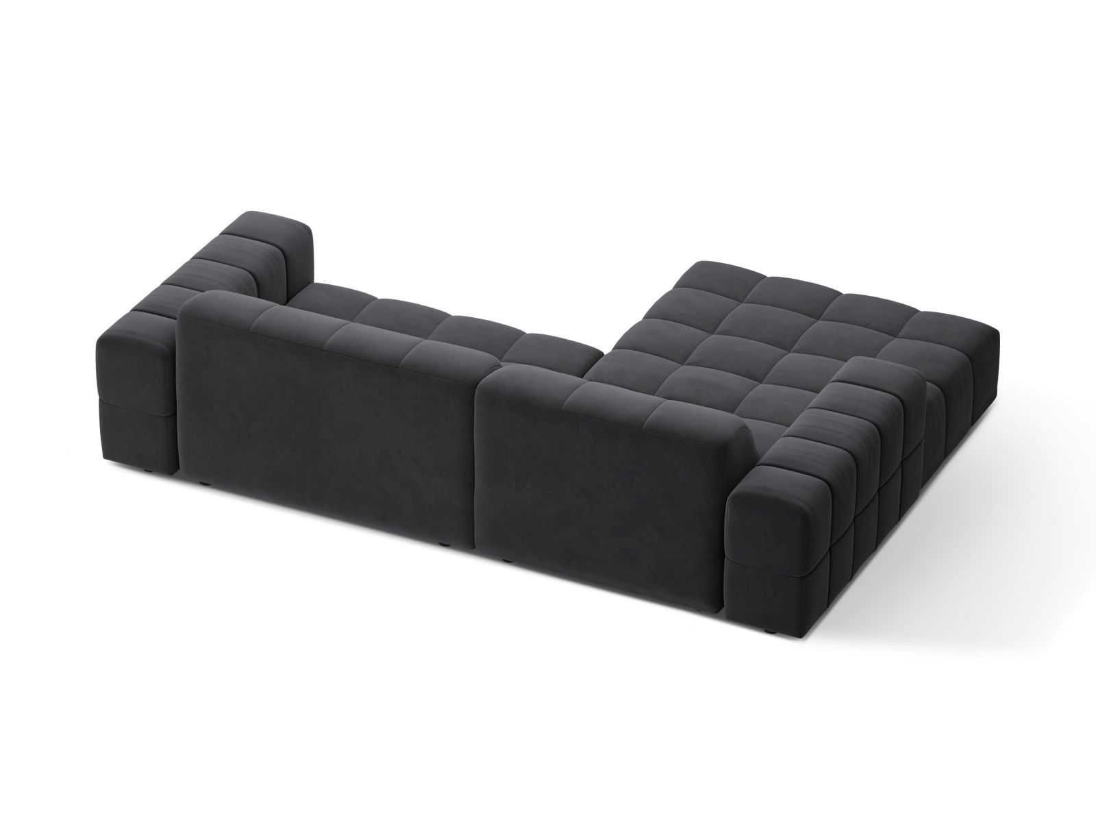 Velvet Left Corner Sofa, "Jennifer", 4 Seats, 234x167x78