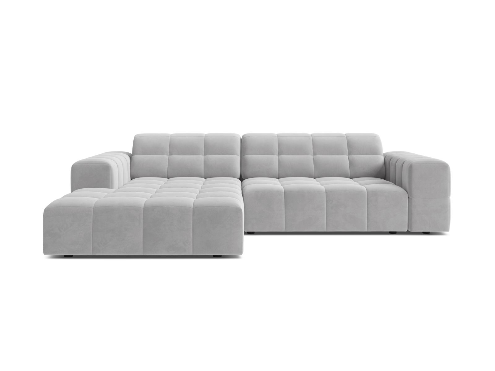 Velvet Left Corner Sofa, "Jennifer", 4 Seats, 234x167x78