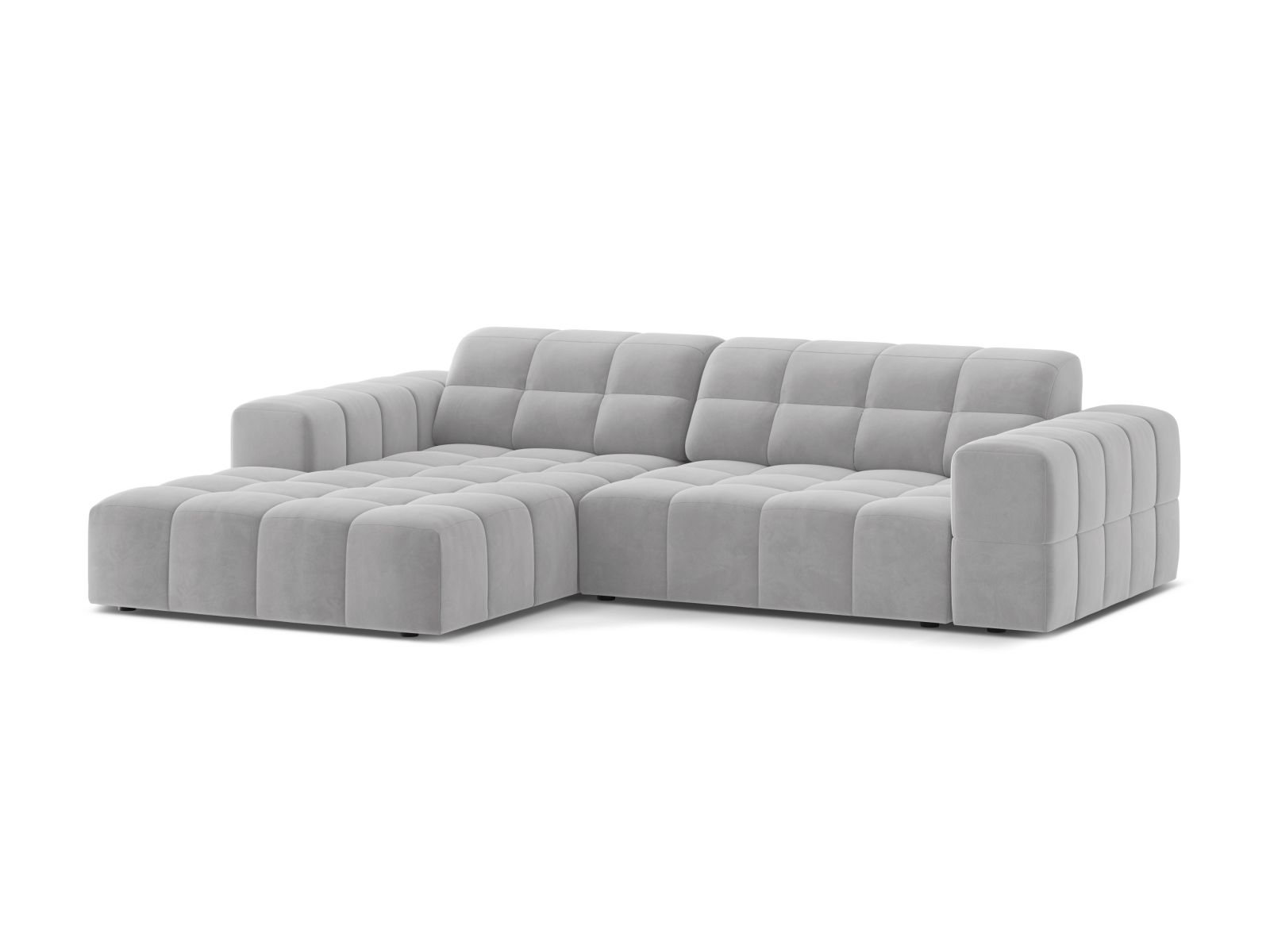 Velvet Left Corner Sofa, "Jennifer", 4 Seats, 234x167x78