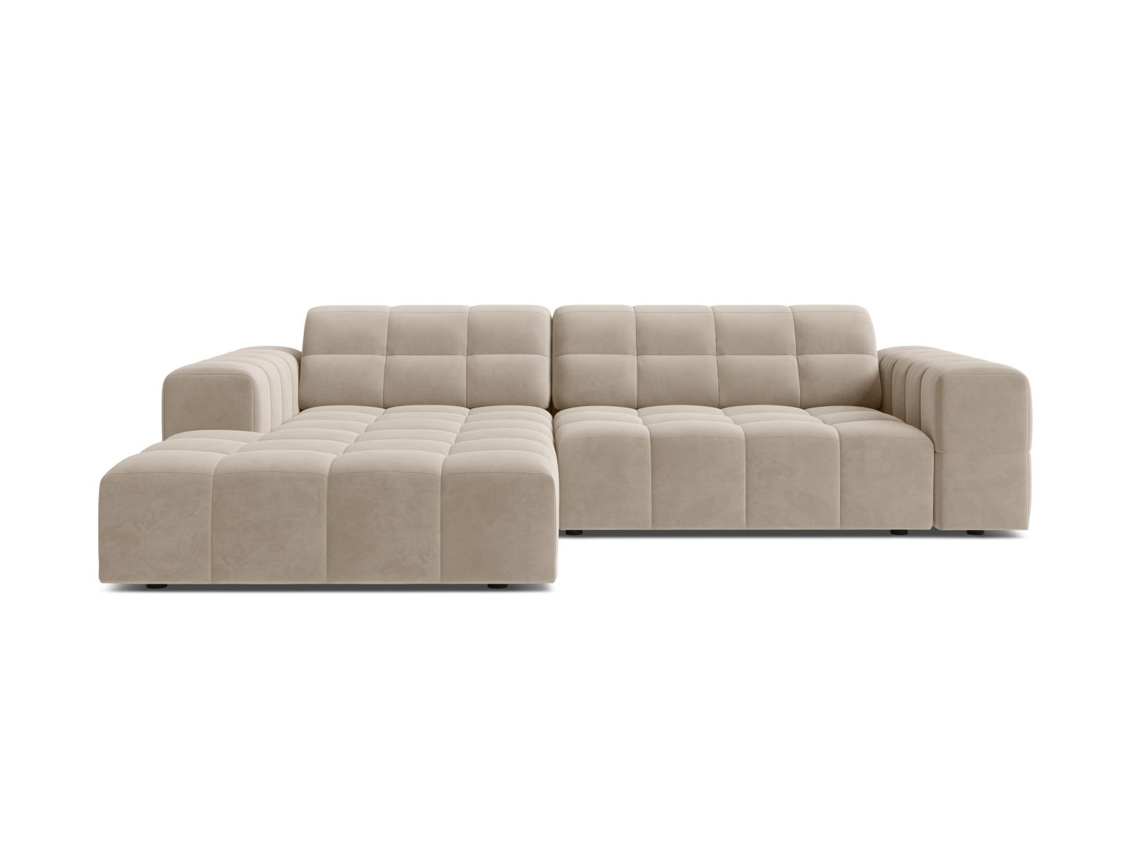 Velvet Left Corner Sofa, "Jennifer", 4 Seats, 234x167x78