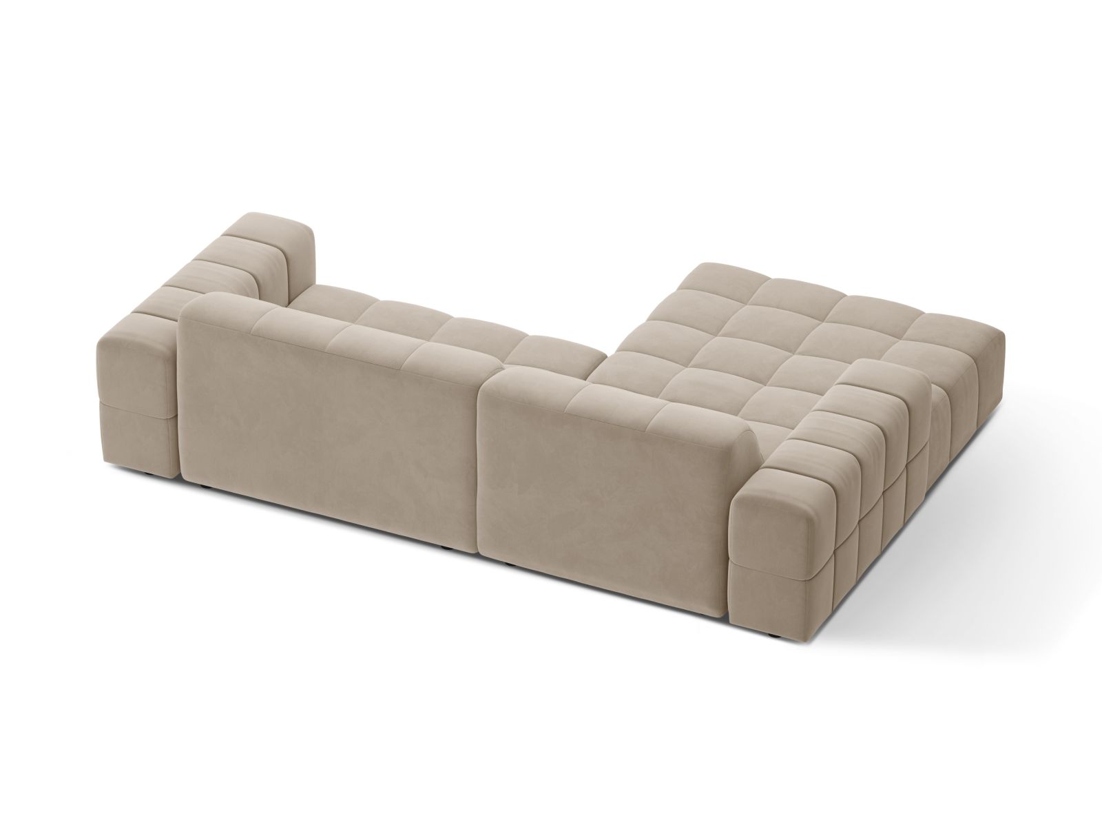 Velvet Left Corner Sofa, "Jennifer", 4 Seats, 234x167x78