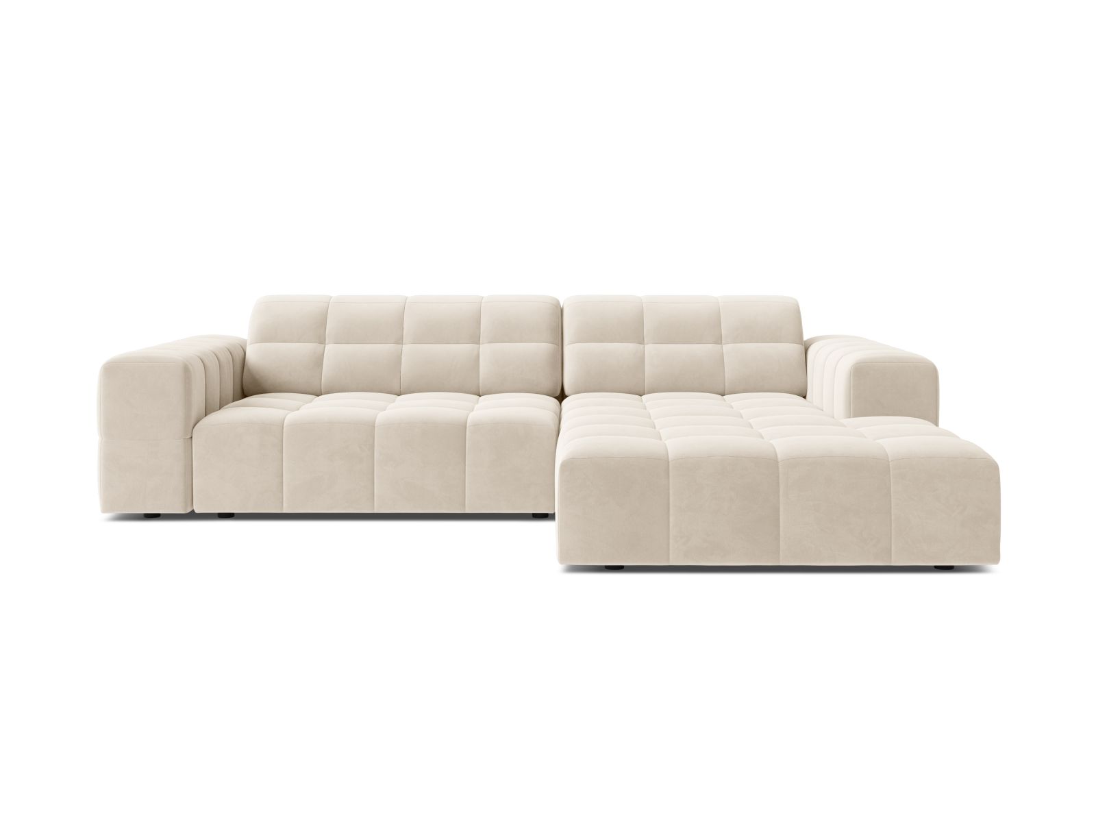 Velvet Right Corner Sofa, "Jennifer", 4 Seats, 234x167x78