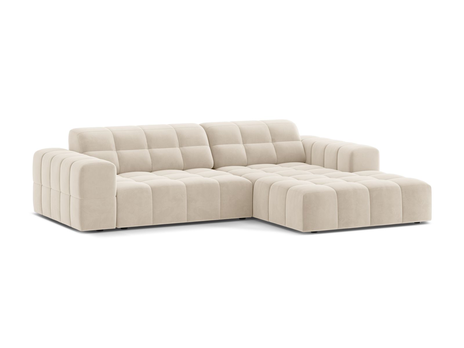 Velvet Right Corner Sofa, "Jennifer", 4 Seats, 234x167x78