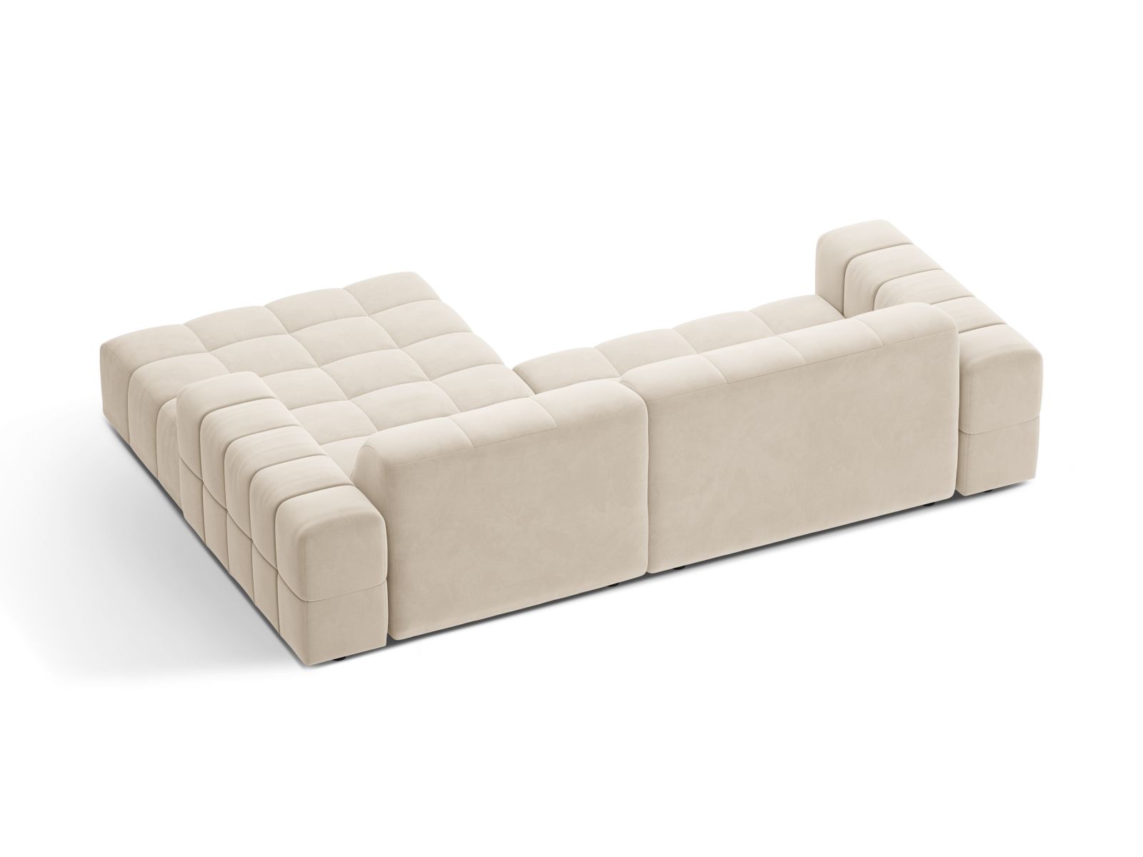 Velvet Right Corner Sofa, "Jennifer", 4 Seats, 234x167x78