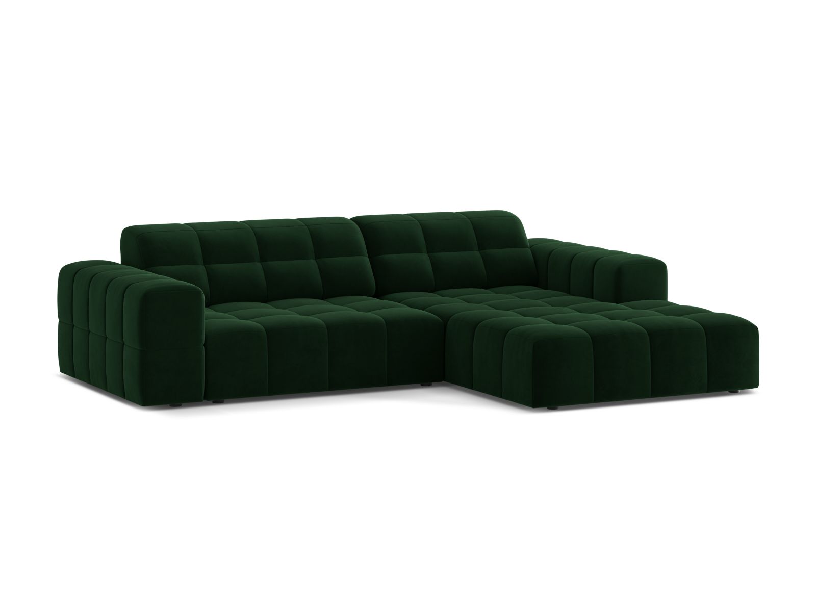 Velvet Right Corner Sofa, "Jennifer", 4 Seats, 234x167x78