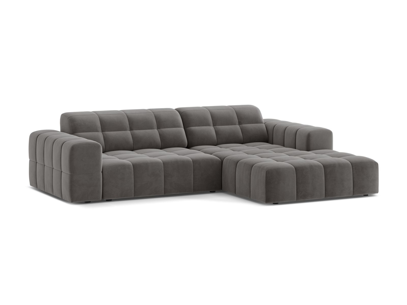 Velvet Right Corner Sofa, "Jennifer", 4 Seats, 234x167x78