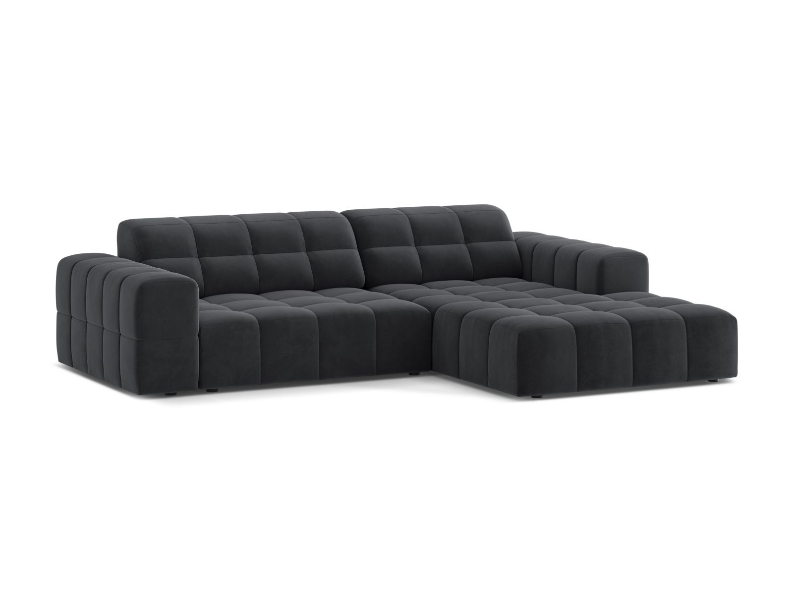 Velvet Right Corner Sofa, "Jennifer", 4 Seats, 234x167x78