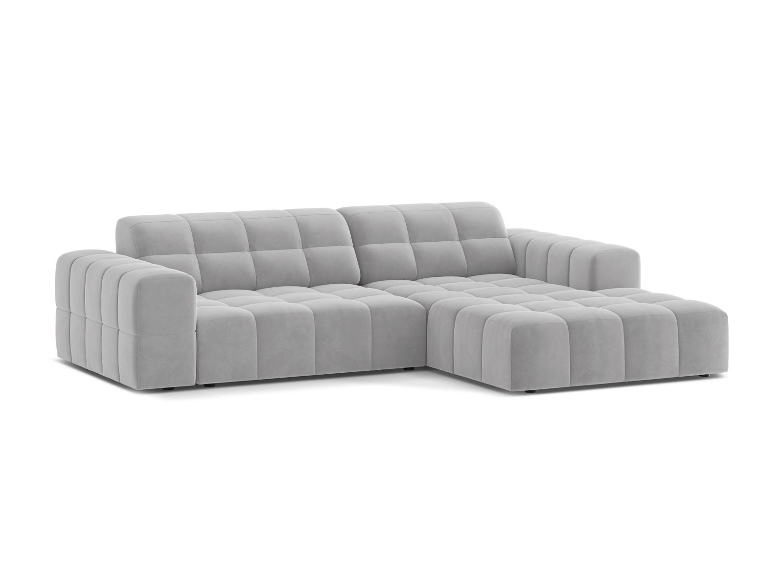 Velvet Right Corner Sofa, "Jennifer", 4 Seats, 234x167x78