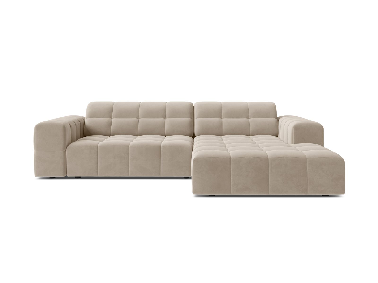 Velvet Right Corner Sofa, "Jennifer", 4 Seats, 234x167x78