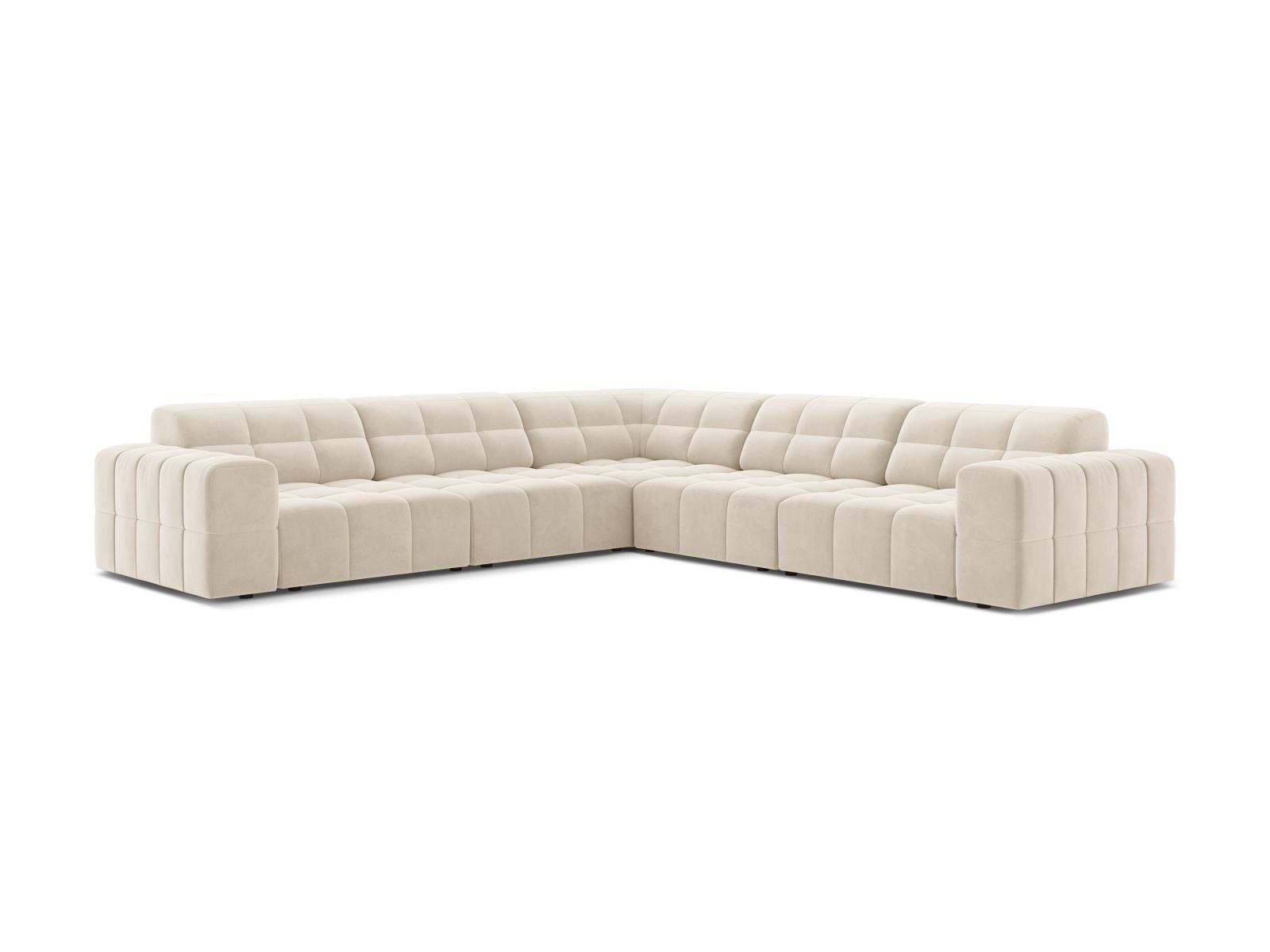 Velvet Symmetrical Corner Sofa, "Jennifer", 7 Seats, 285x285x78