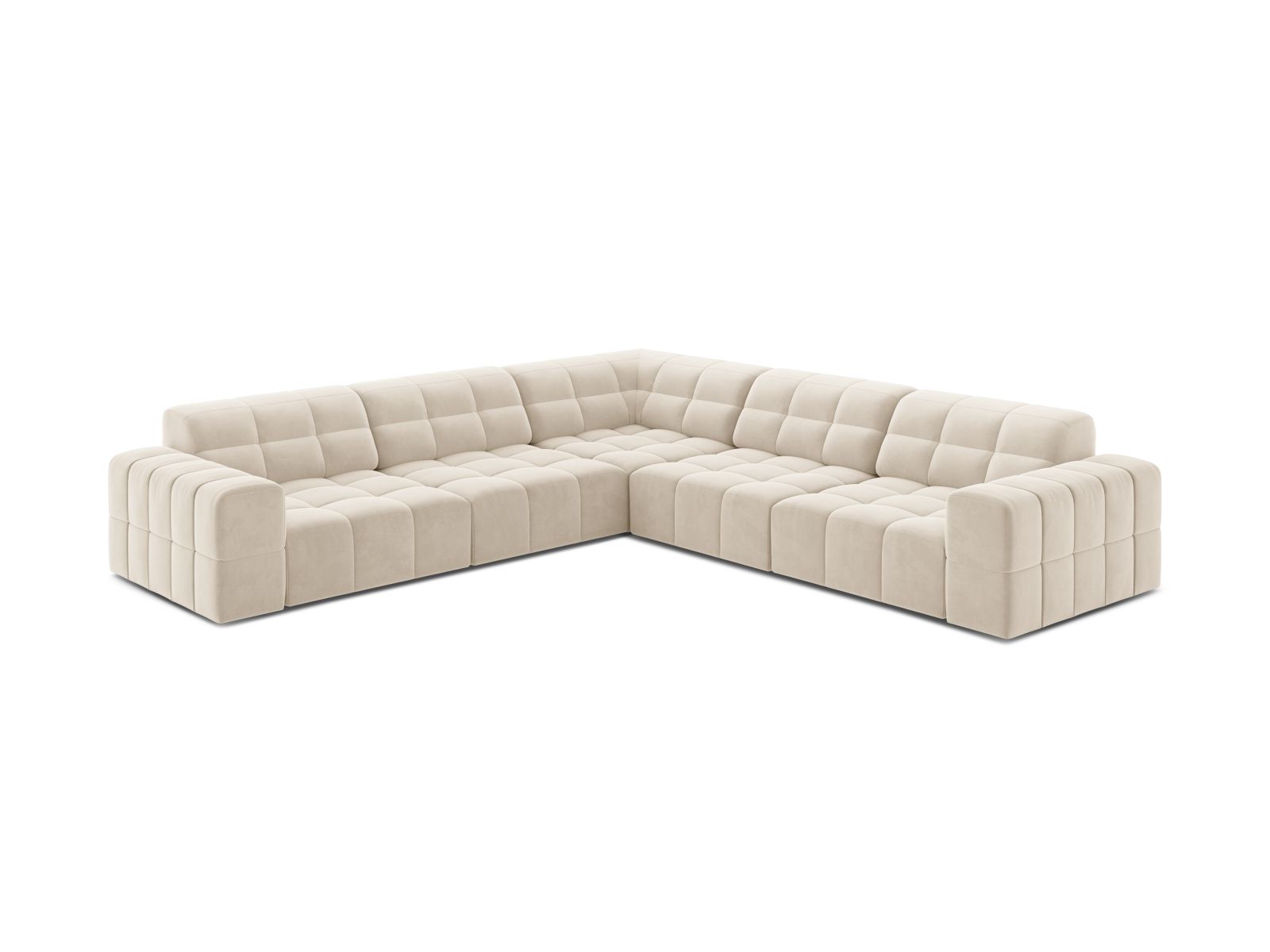 Velvet Symmetrical Corner Sofa, "Jennifer", 7 Seats, 285x285x78