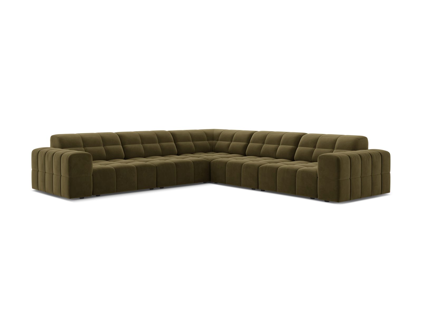 Velvet Symmetrical Corner Sofa, "Jennifer", 7 Seats, 285x285x78