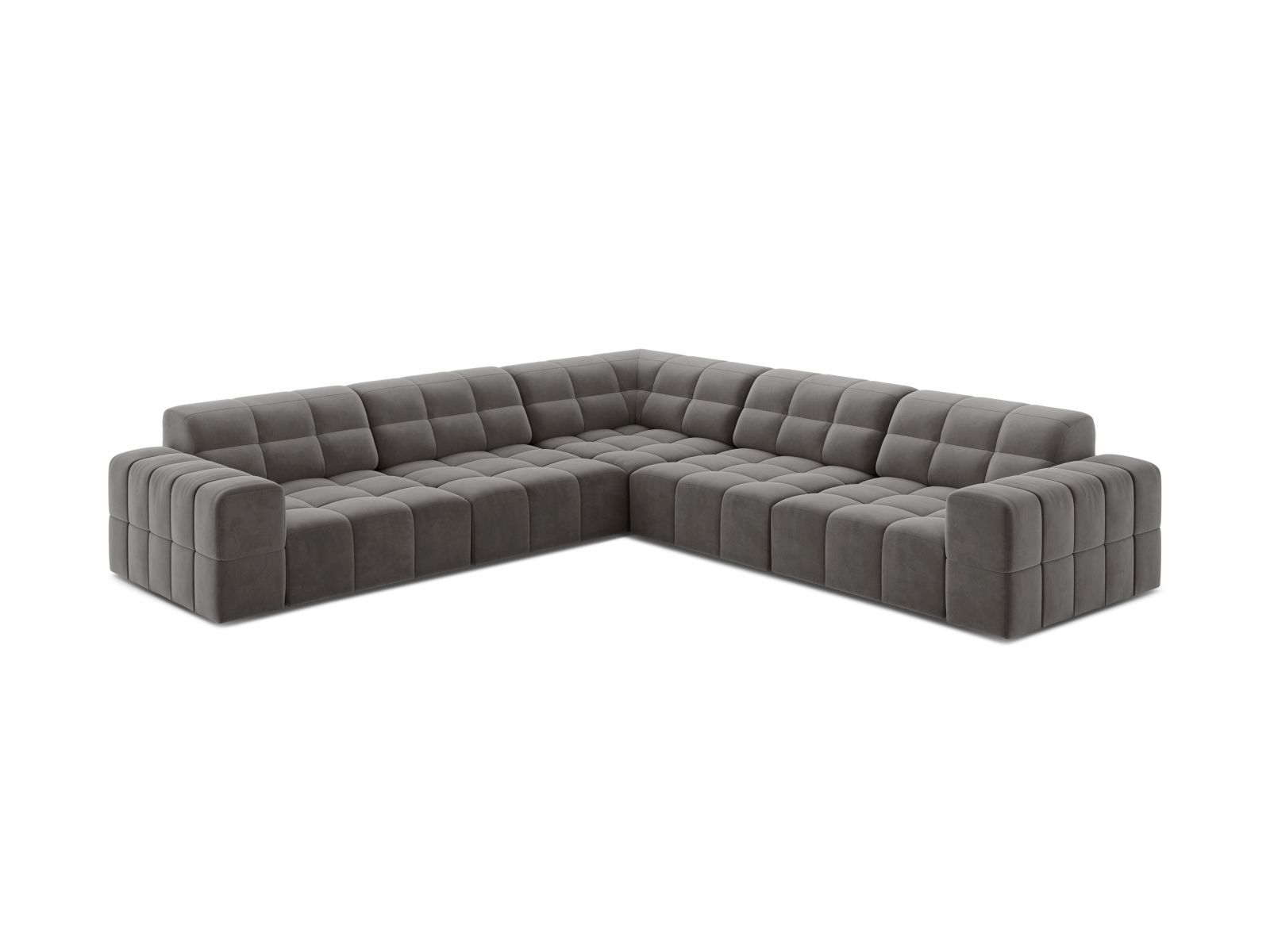 Velvet Symmetrical Corner Sofa, "Jennifer", 7 Seats, 285x285x78