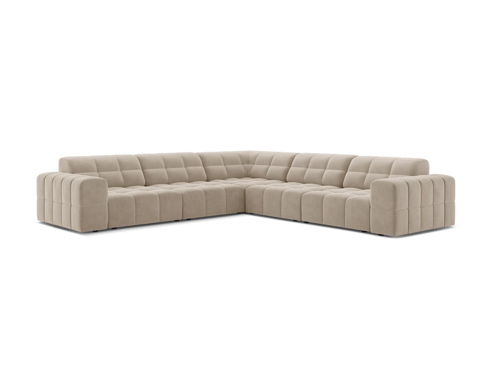 Velvet Symmetrical Corner Sofa, "Jennifer", 7 Seats, 285x285x78