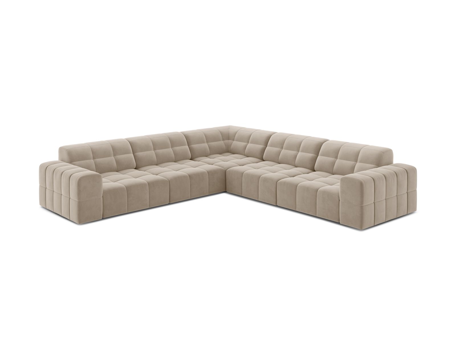 Velvet Symmetrical Corner Sofa, "Jennifer", 7 Seats, 285x285x78