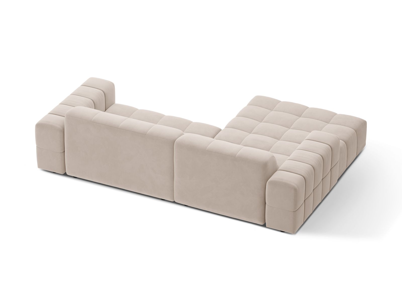 Velvet Left Corner Sofa, "Jennifer", 4 Seats, 234x167x78