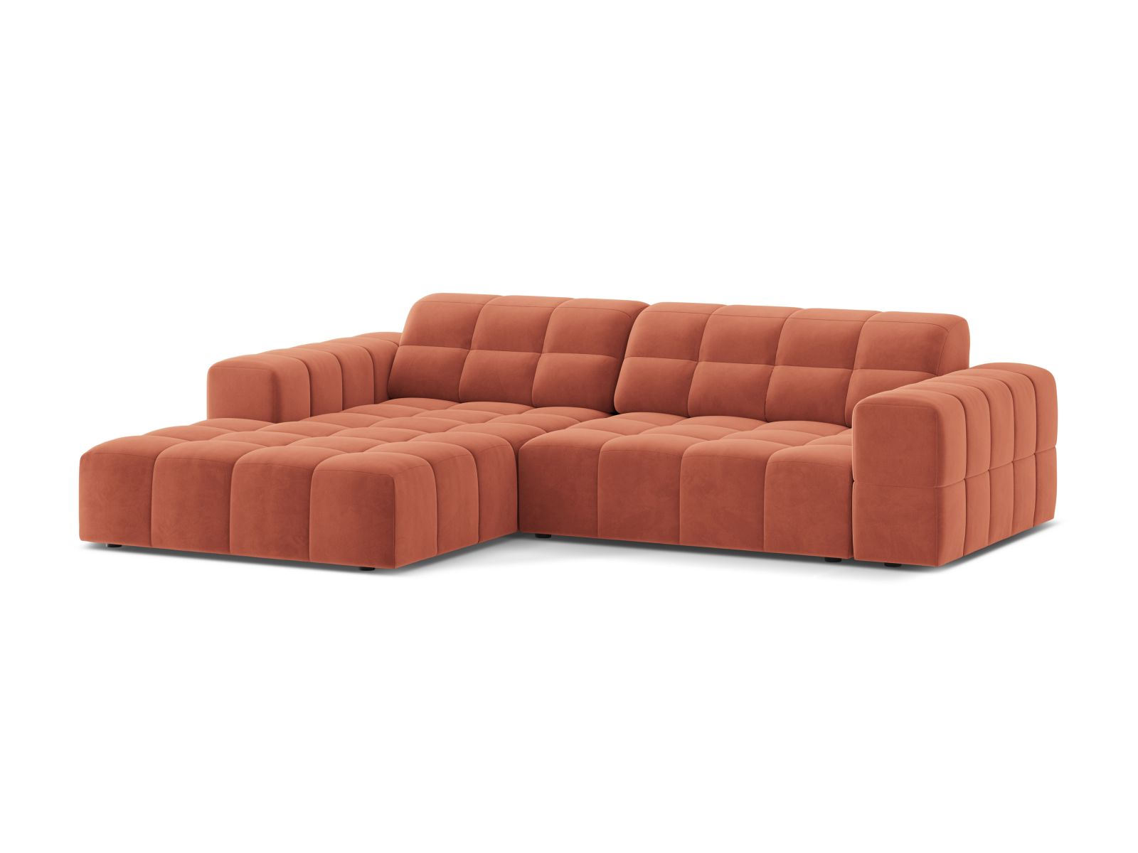 Velvet Left Corner Sofa, "Jennifer", 4 Seats, 234x167x78