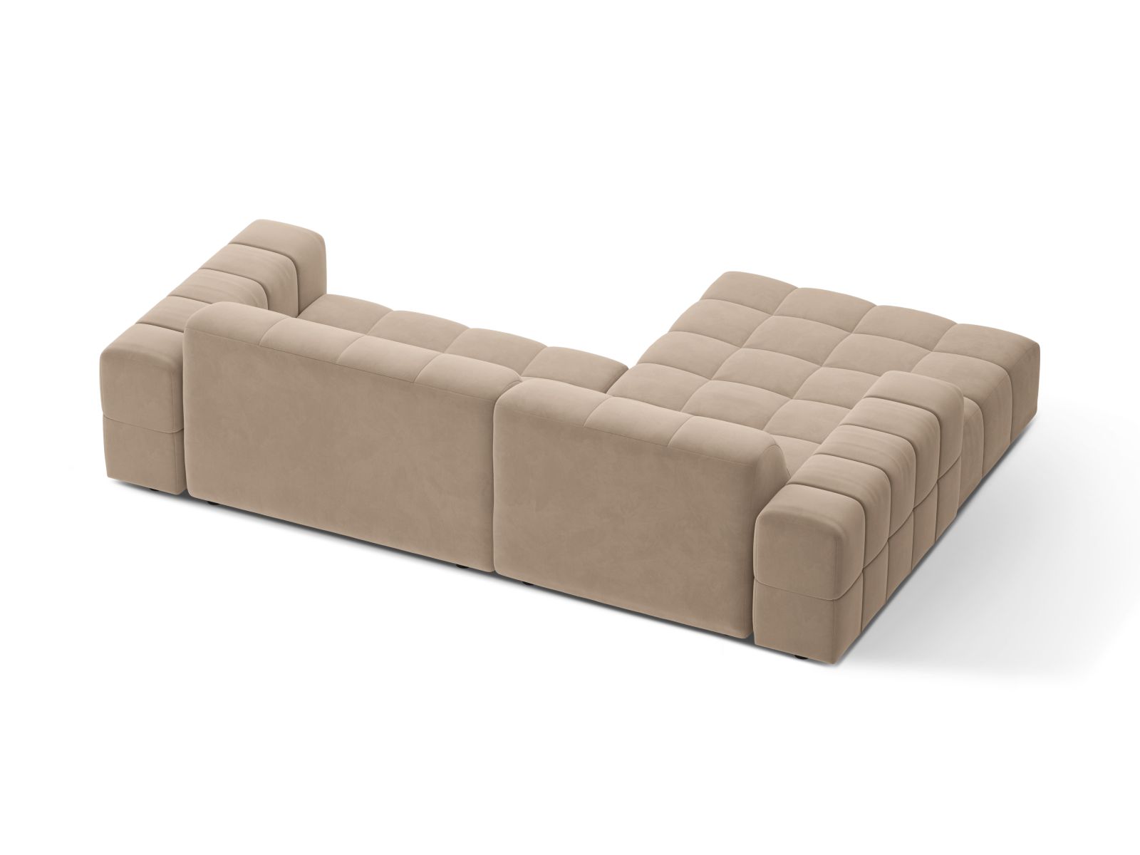 Velvet Left Corner Sofa, "Jennifer", 4 Seats, 234x167x78