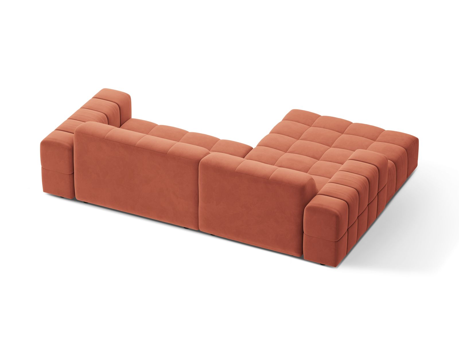Velvet Left Corner Sofa, "Jennifer", 4 Seats, 234x167x78
