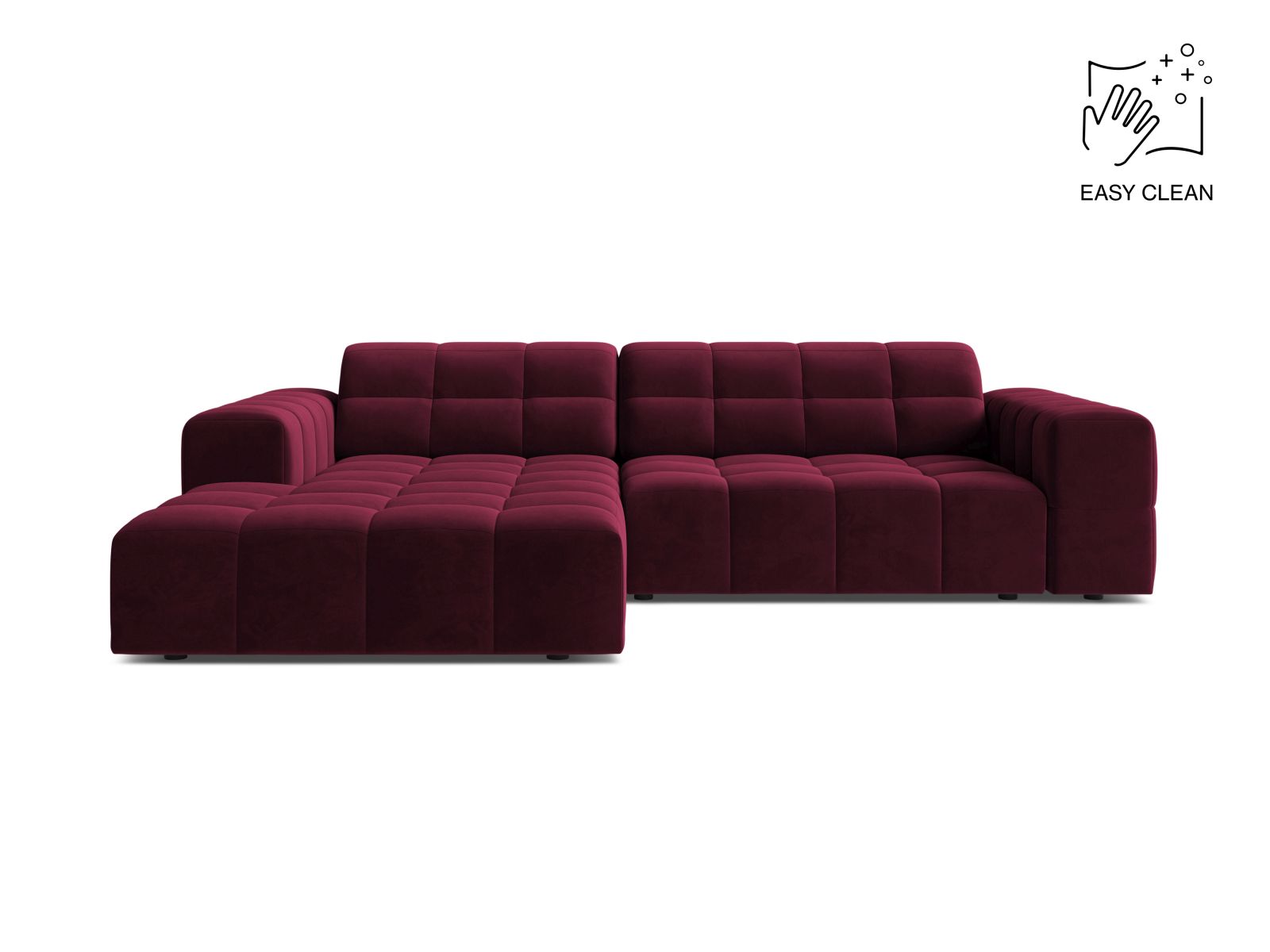 Velvet Left Corner Sofa, "Jennifer", 4 Seats, 234x167x78