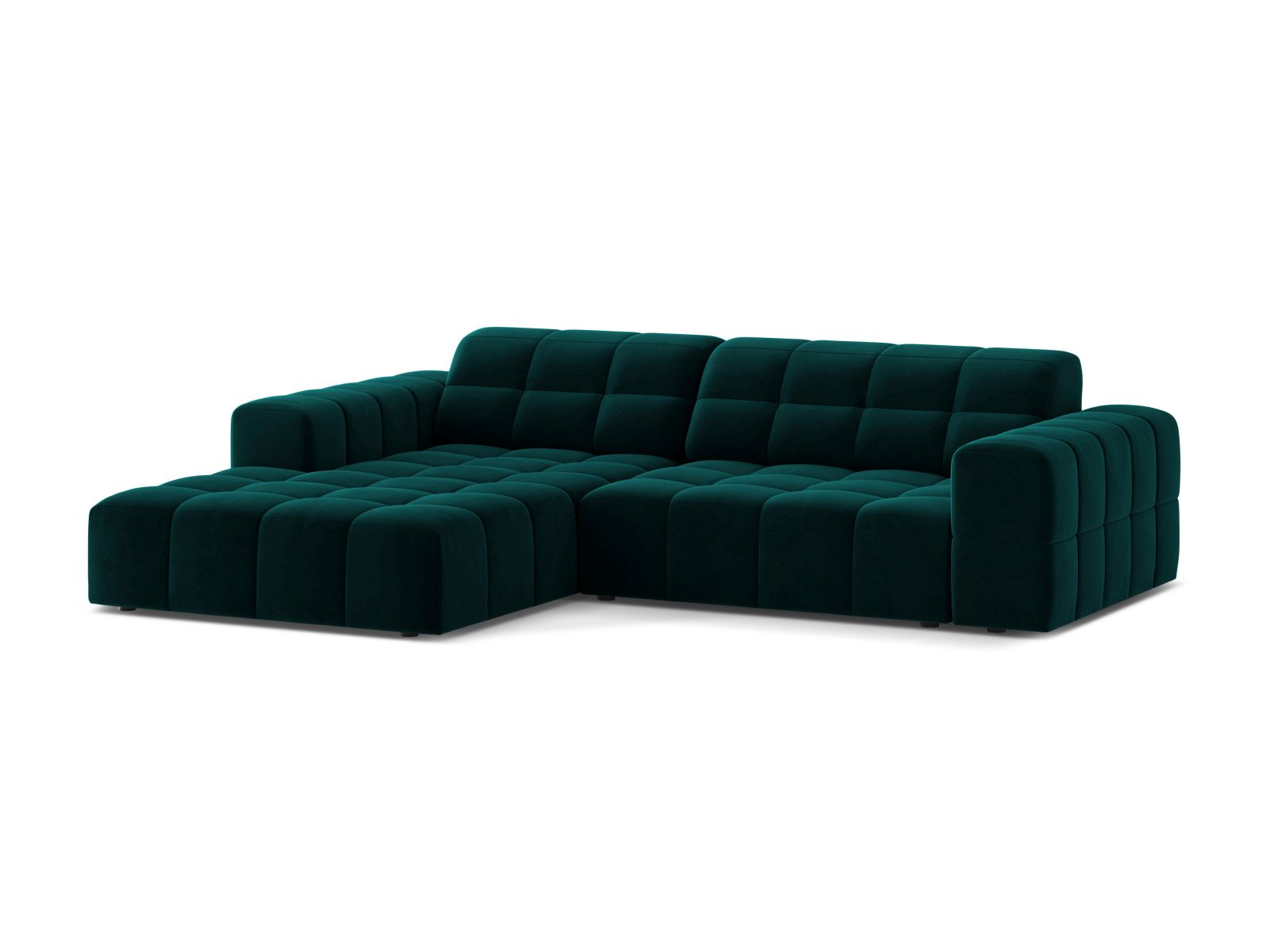 Velvet Left Corner Sofa, "Jennifer", 4 Seats, 234x167x78